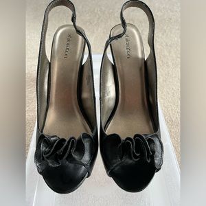 Black Peep Toe Sling-backs - size 6.5